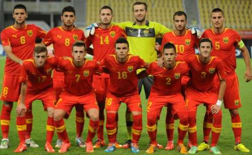 The Macedonians before the Israel game in August; photo: FFM